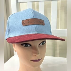 Skyed Apparel Hat Cap Strap Back Adult One Size Blue Red Cotton 5 Panel Leather